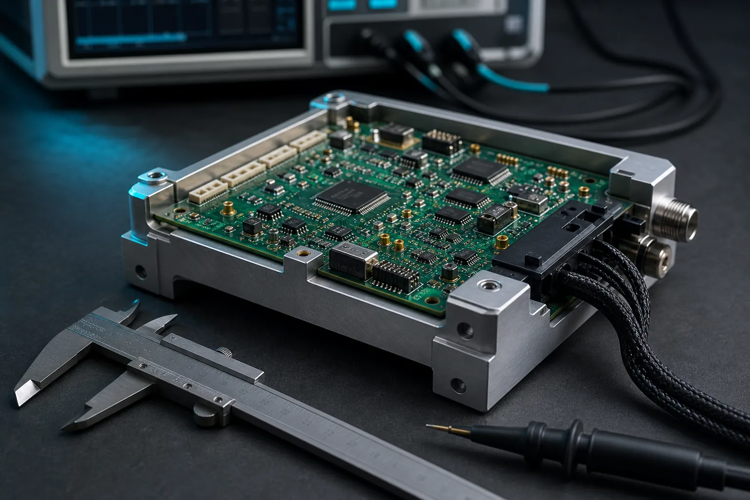 Precision electronic assembly under engineering review